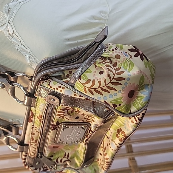 Genna de rossi floral purse with silver metallic look trim Y2K style - Picture 3 of 12